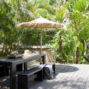 Outdoor dining area at The Cottage, The Bower Byron Bay