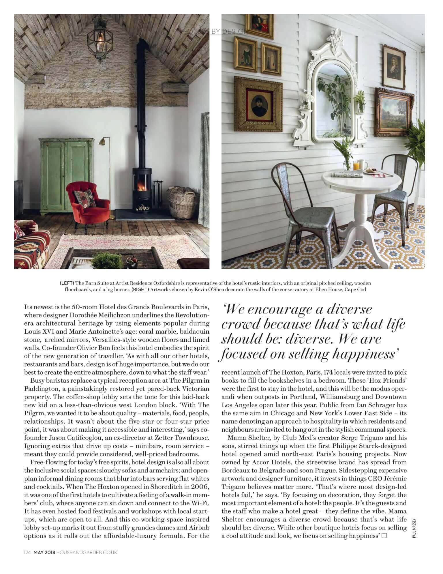The Bower Byron Bay featured in House and Garden UK Magazine Hotels By Design article