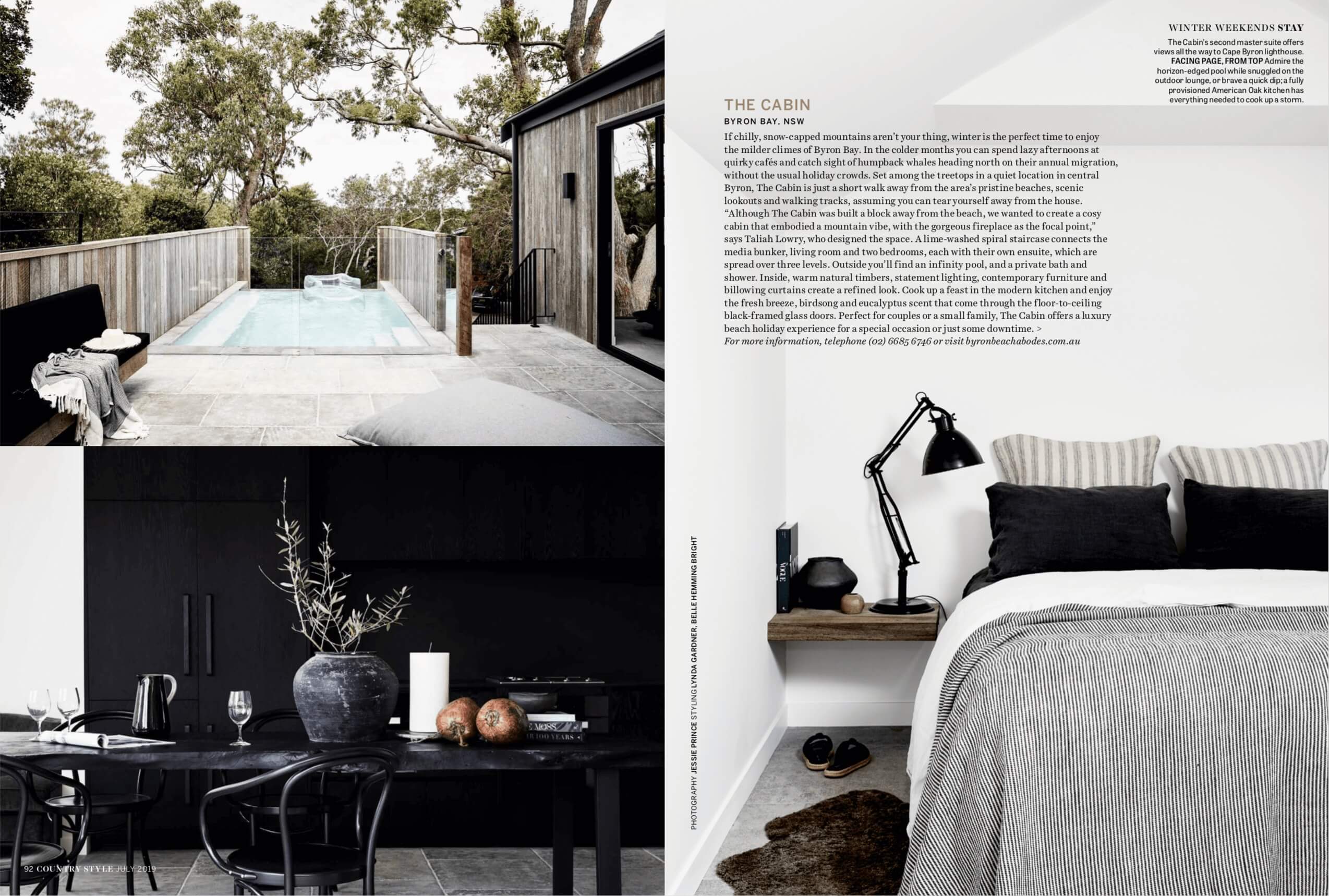 Winter Escapes with Country Style Magazine feature including Byron Beach Abodes