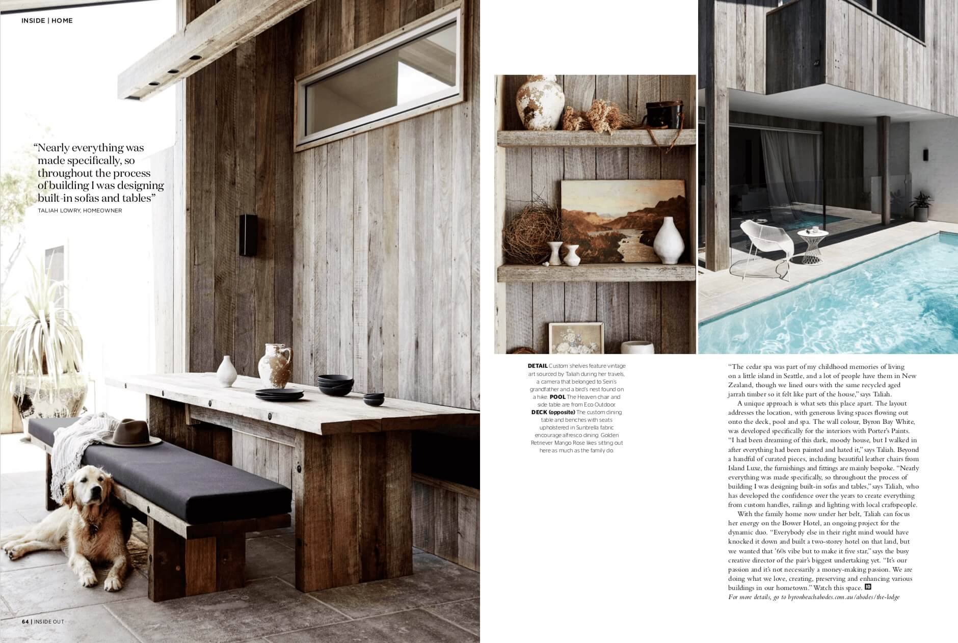 The Lodge, Byron Beach Abodes in Inside Out Magazine