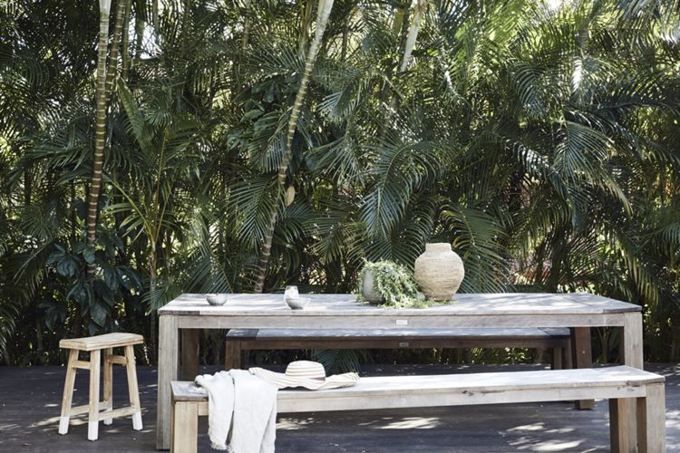 Outdoor dining in private garden at The Bower Cottage, The Bower Byron Bay