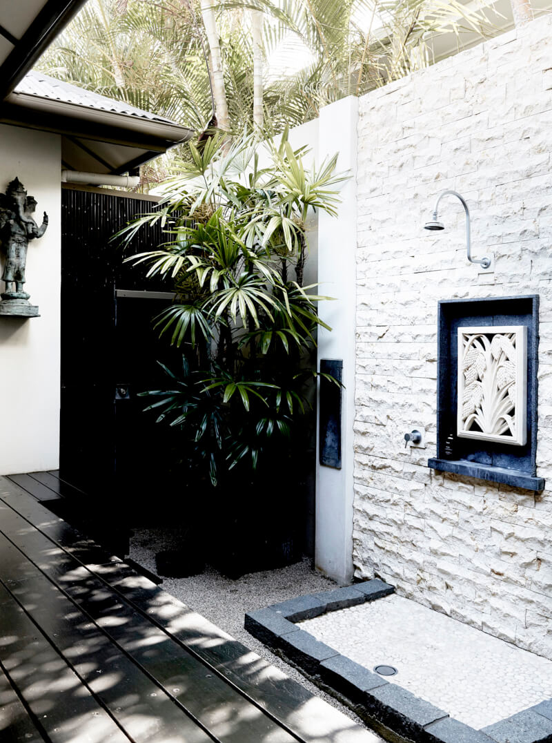 Private outdoor shower with tropical garden at The Villas of Byron