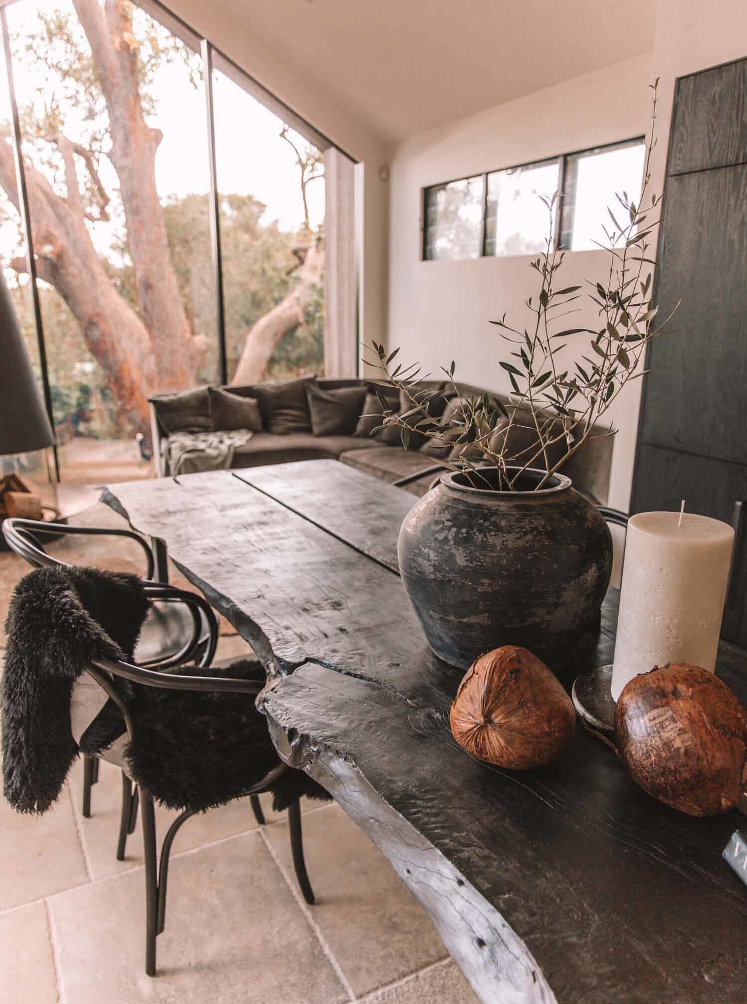 Beautifully styled dining table at The Cabin, Byron Beach Abodes