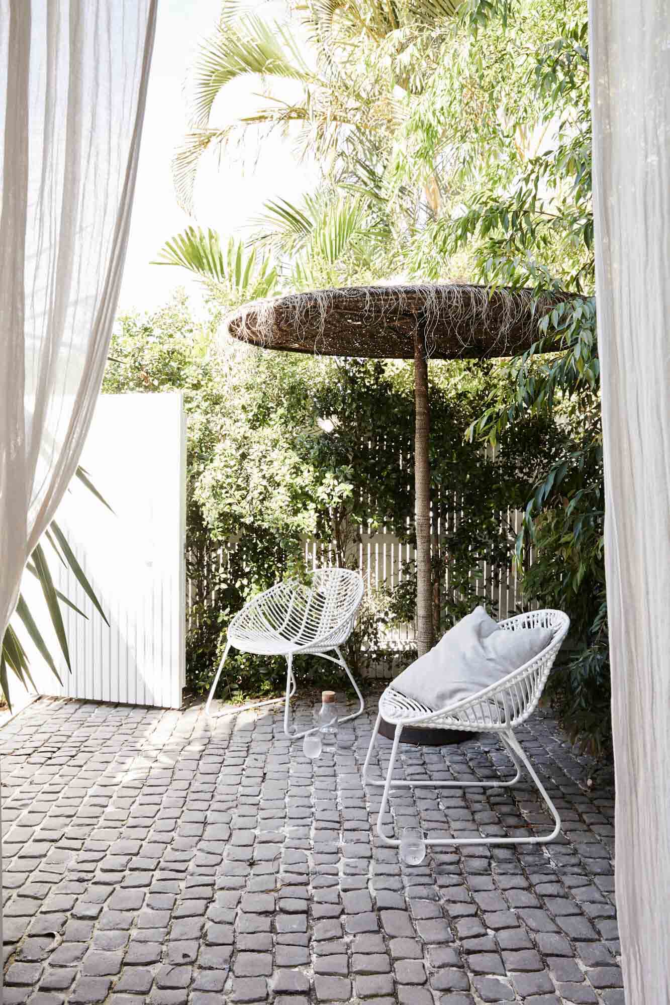 Private courtyard at the Bower Barn, The Bower Byron Bay hotel
