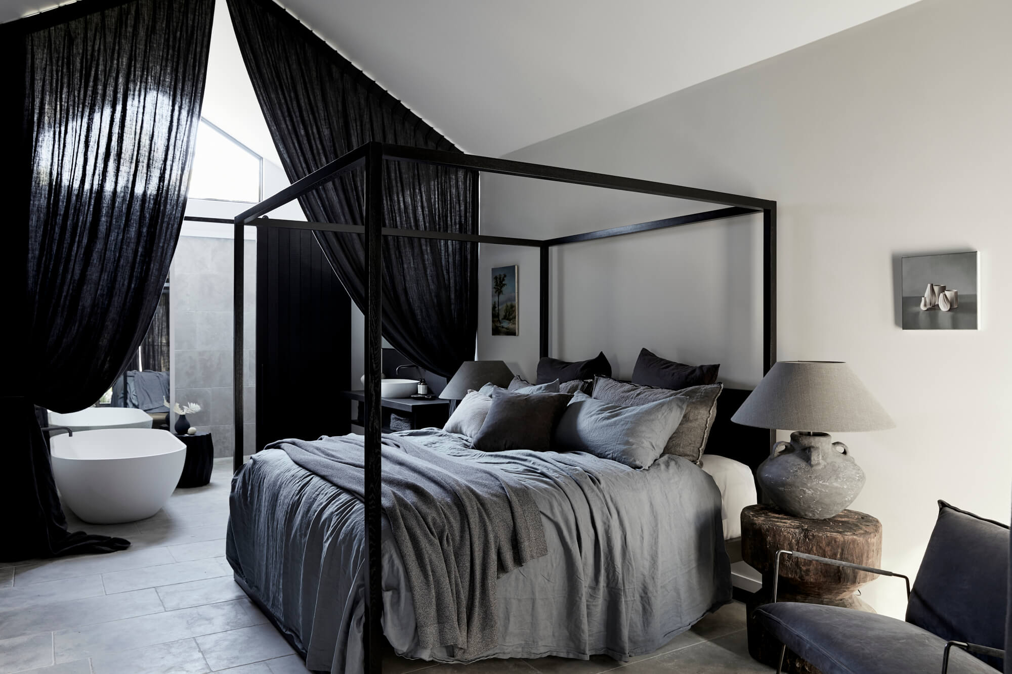 Four-poster bed at the Bower Studios, The Bower Byron Bay hotel